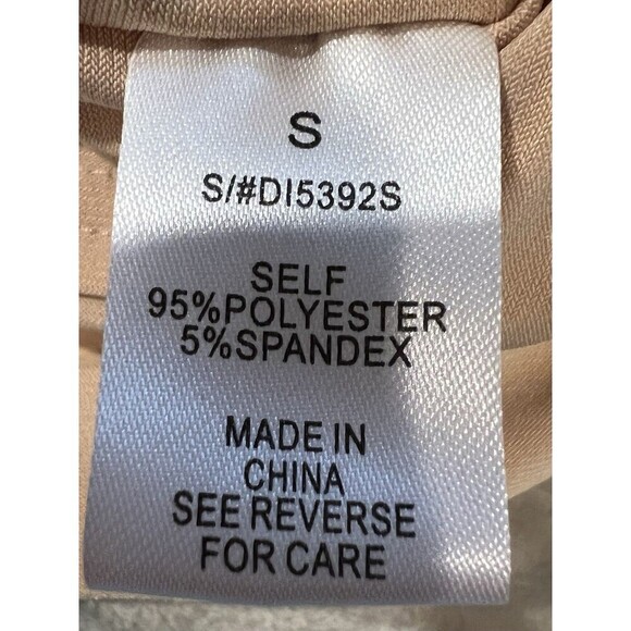 Better Be Tan Nude rouched Stretch V Neck Mini short sleeve dress Size Small - Picture 7 of 7